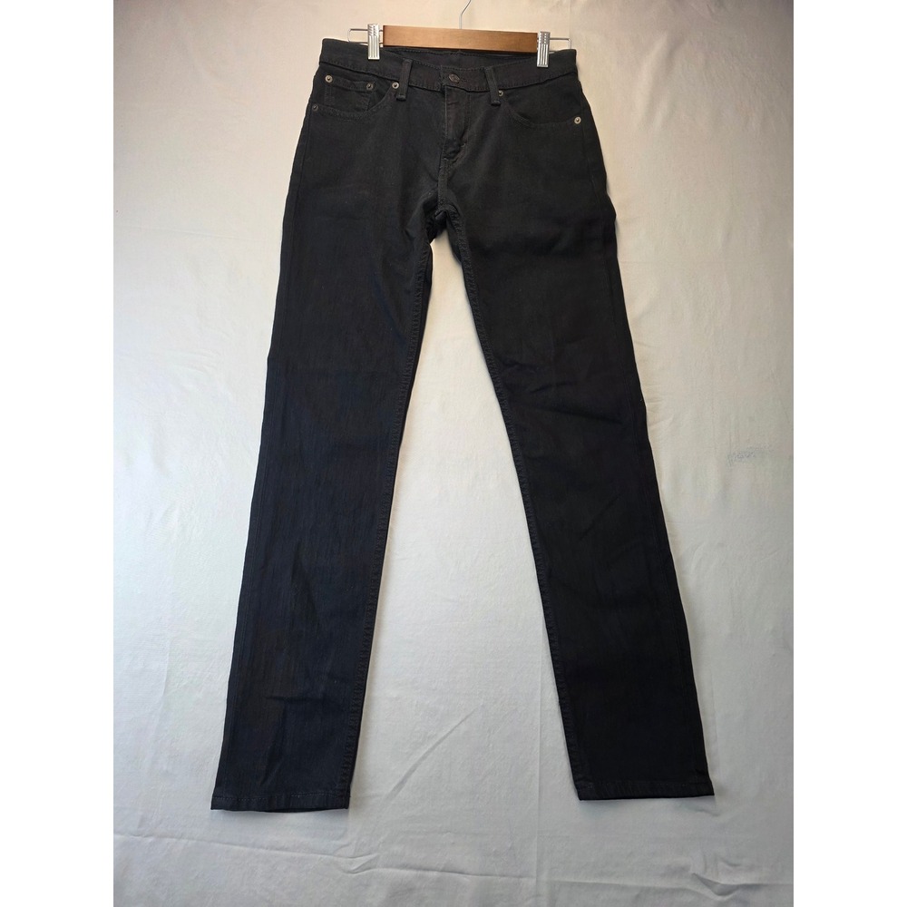 Levis 511 Slim Fit Black Denim Jeans Mens 29x32 Solid Dark Wash Pants Stretch